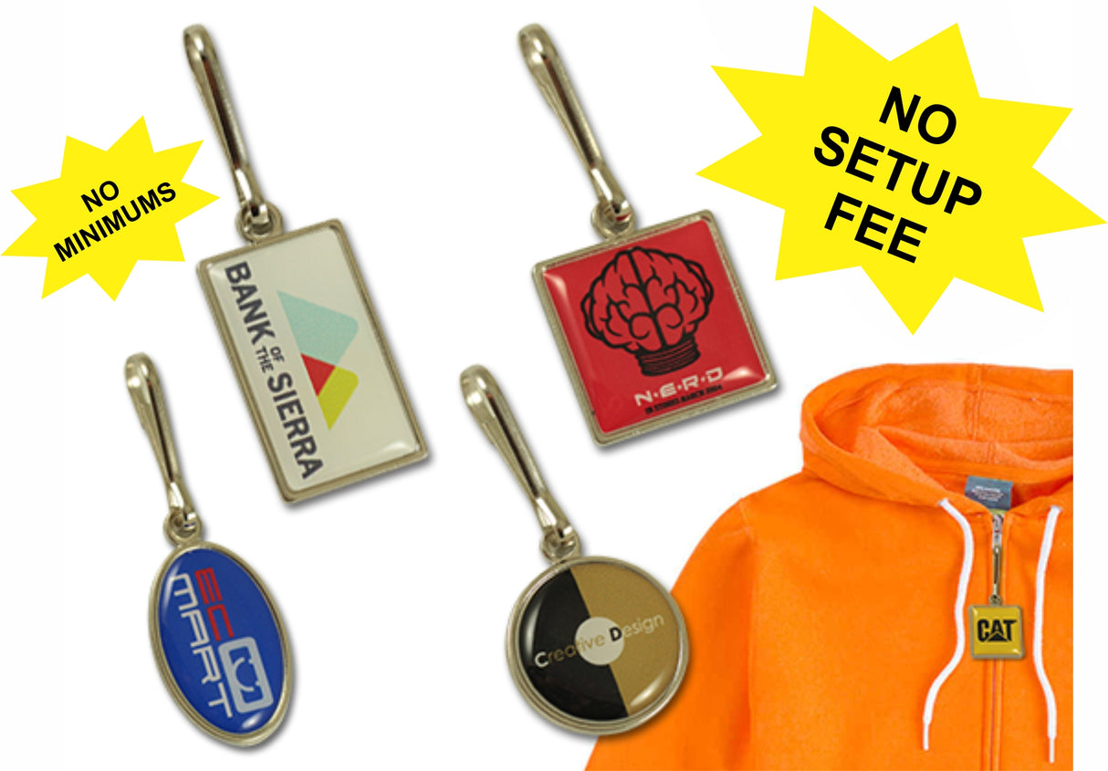 Zipper Pull-Metal with Full Color Domed Logo