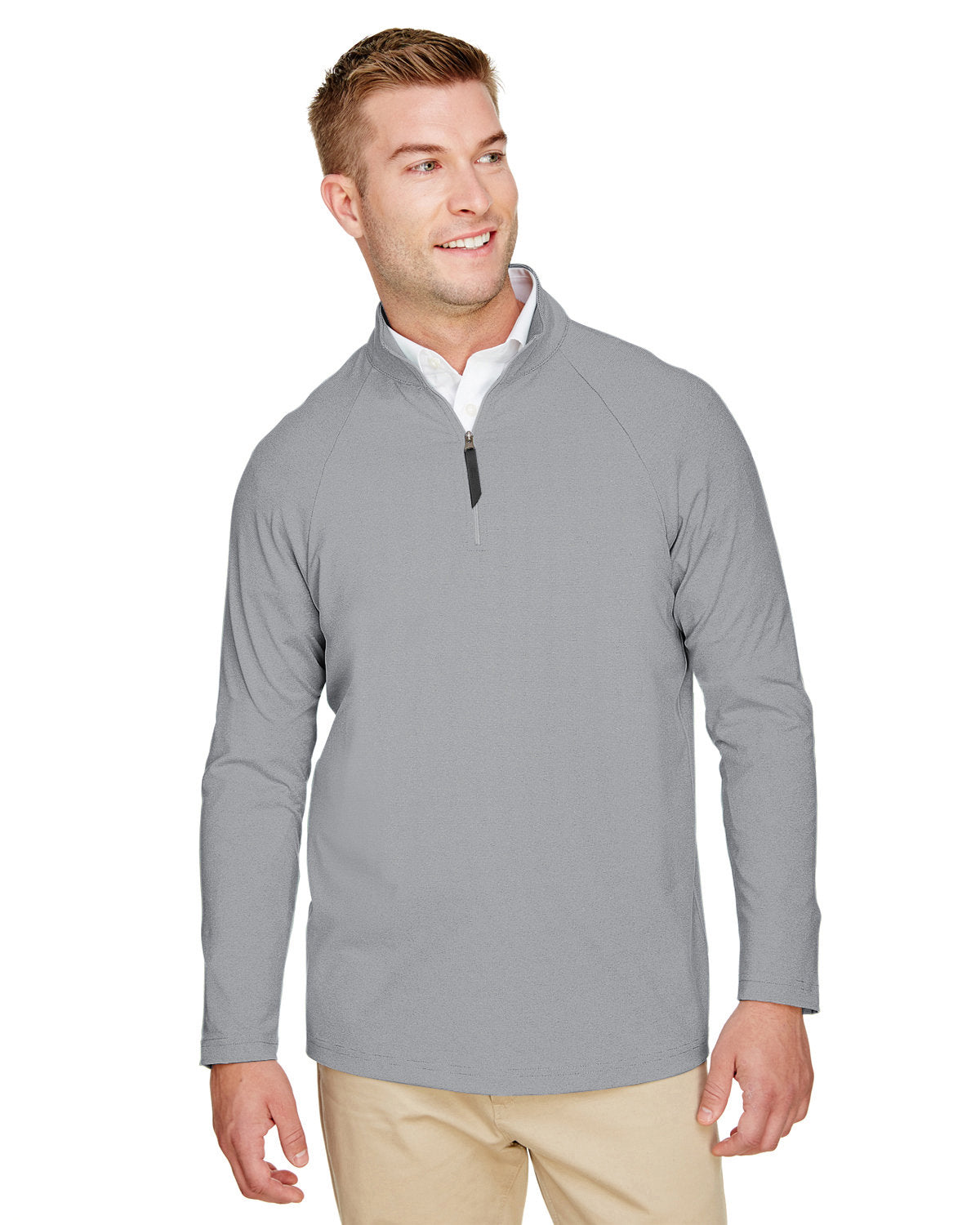Devon and Jones CrownLux Performance® Men's Clubhouse Micro-Stripe Quarter-Zip