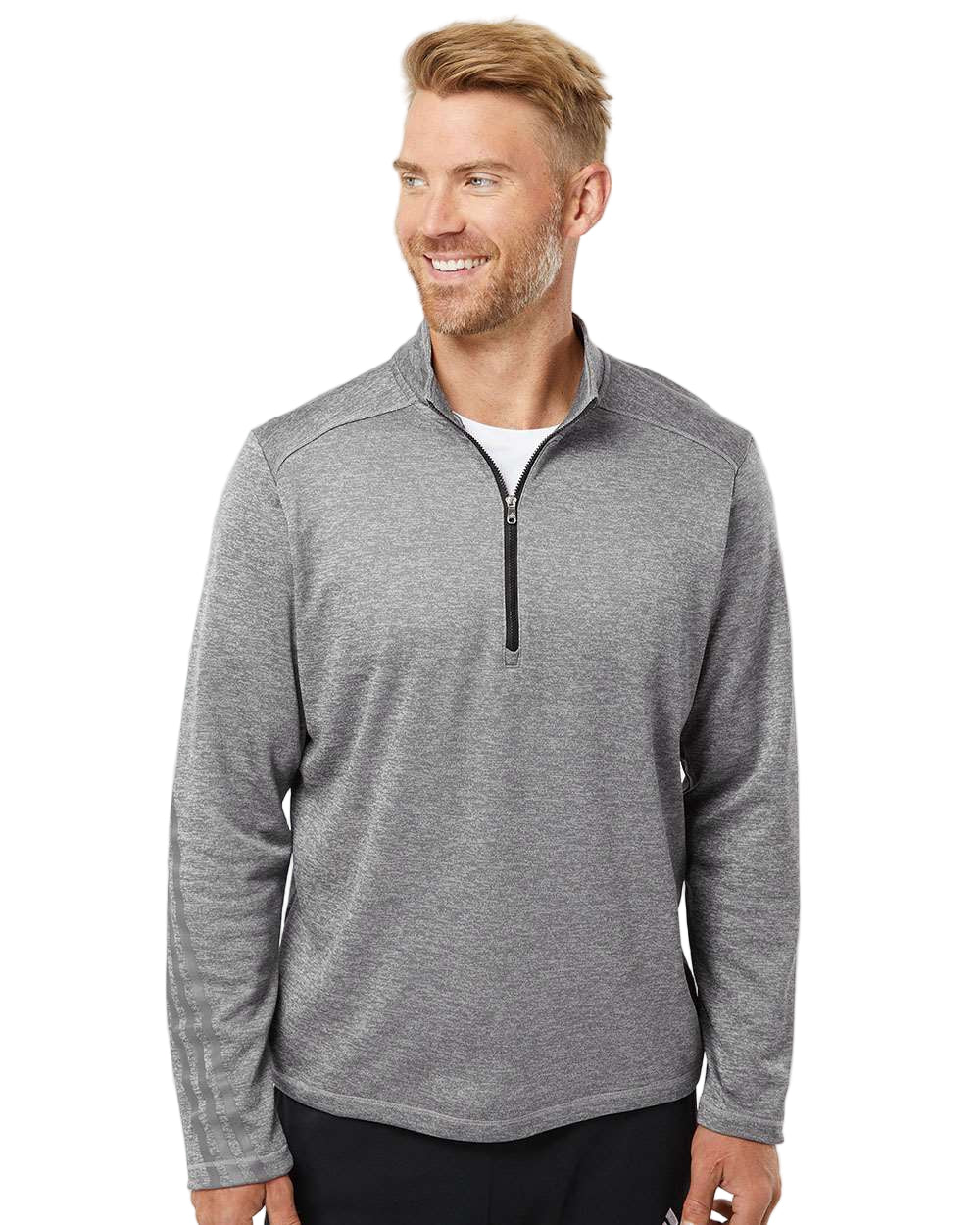 Adidas Brushed Terry Heathered Quarter Zip Pullover