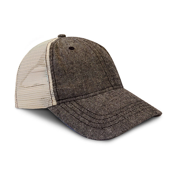 Unconstructed Chambray Washed Mesh Back Trucker Cap