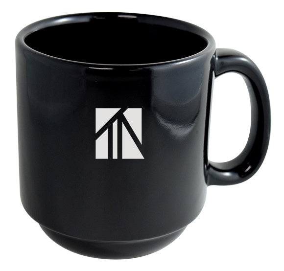 MacKenzie 12oz black stackable mug