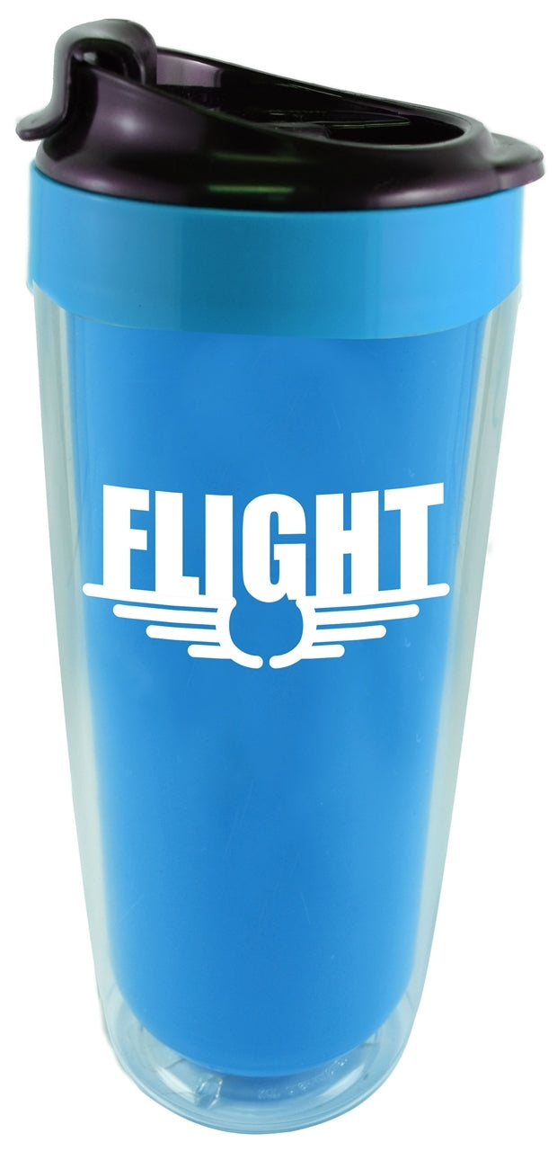 ~ The Green Tumbler 16oz clear/blue tumbler with flip top lid