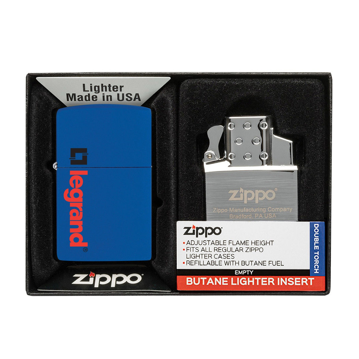Matte Zippo® Lighter & Double Butane Insert Gift Set