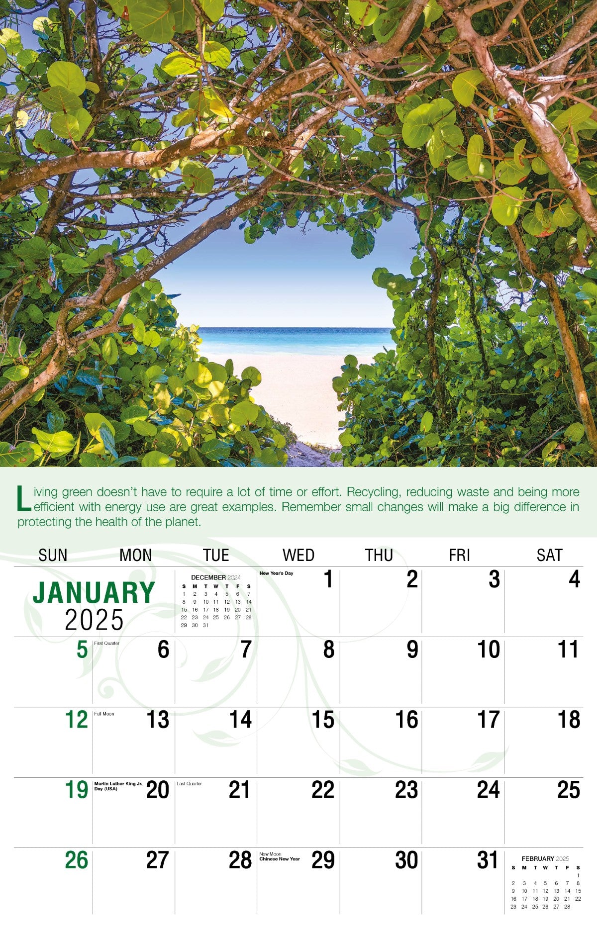 Galleria Wall Calendar 2025 Go Green Calendar