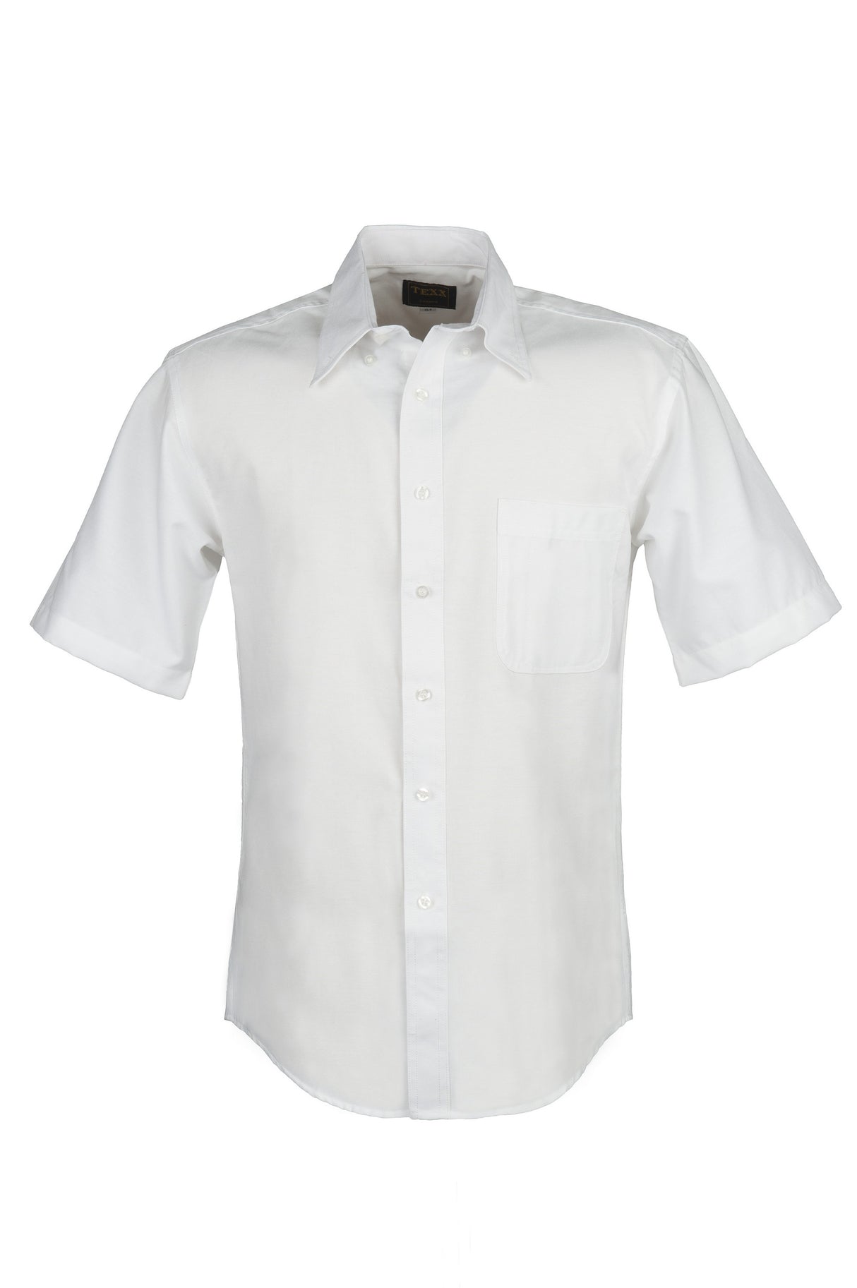Men's Cotton Blend Oxford Short Sleeve Shirt (White) (2XS-5XL)