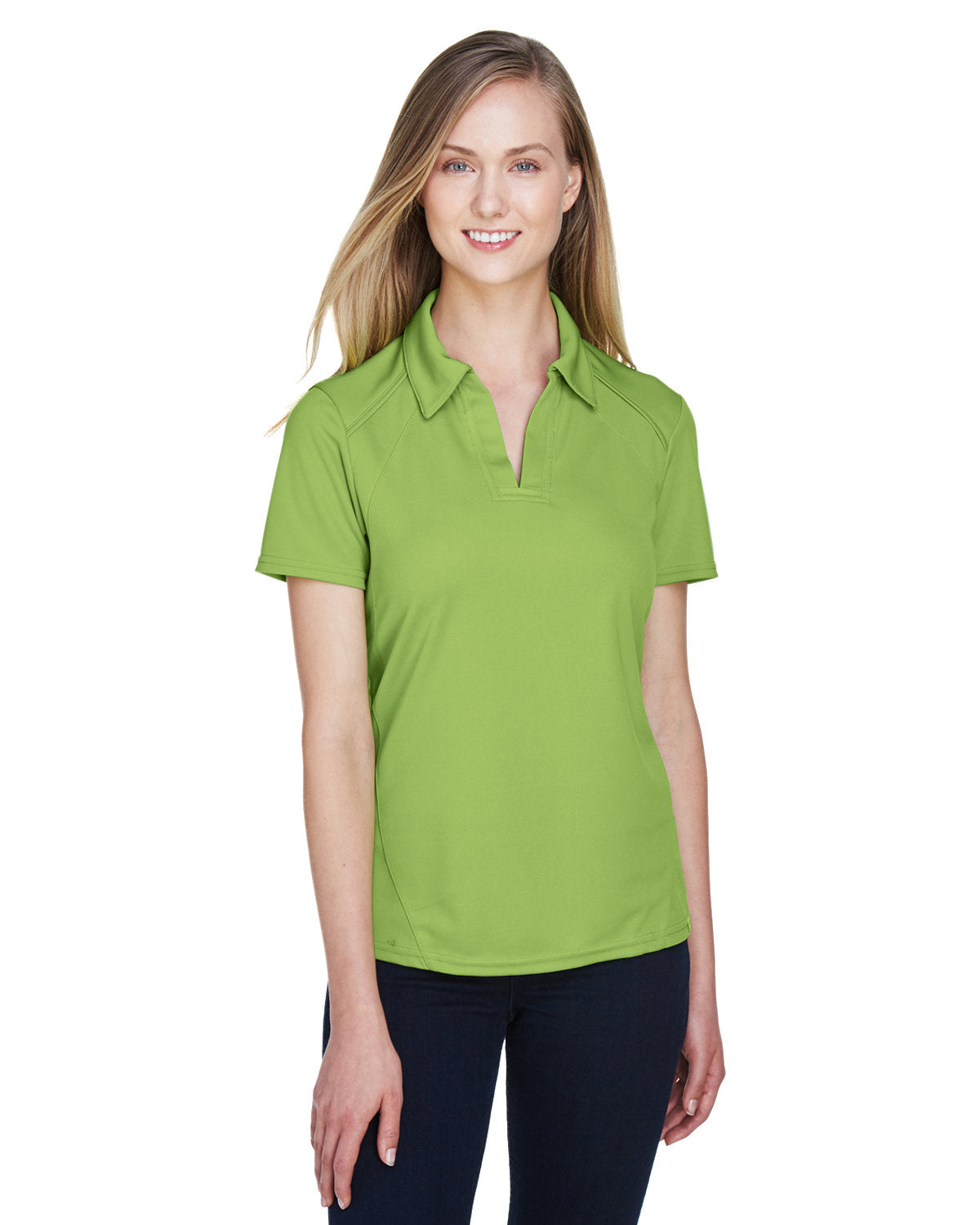 000190 NORTH END SPORT RED Ladies' Recycled Polyester Performance Piqué Polo