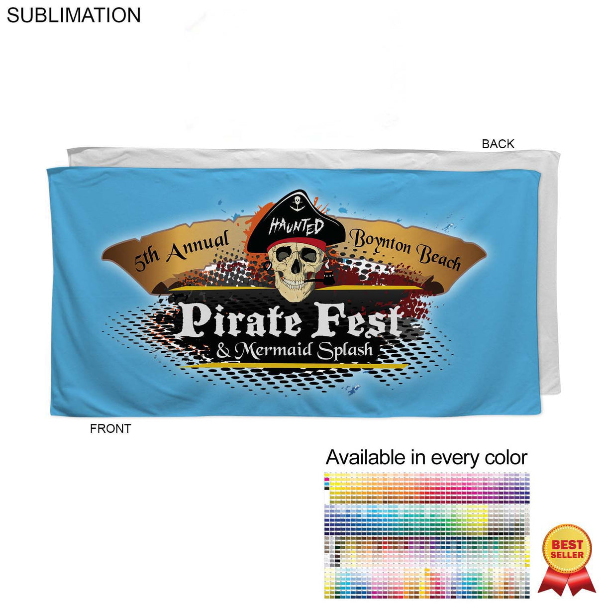 Absorbent Microfiber Dri-Lite Terry Beach, Shower Towel, 30x60, Sublimated Edge to Edge 1 side