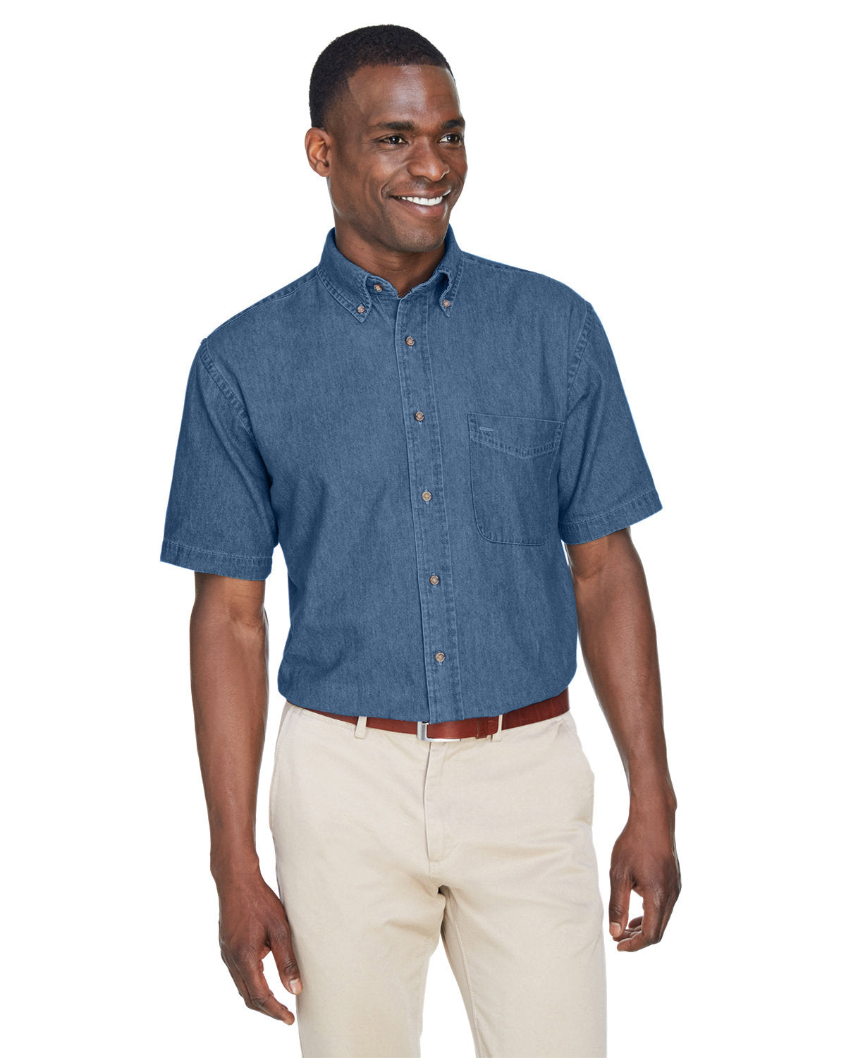 Harriton Men's 6.5 oz. Short-Sleeve Denim Shirt