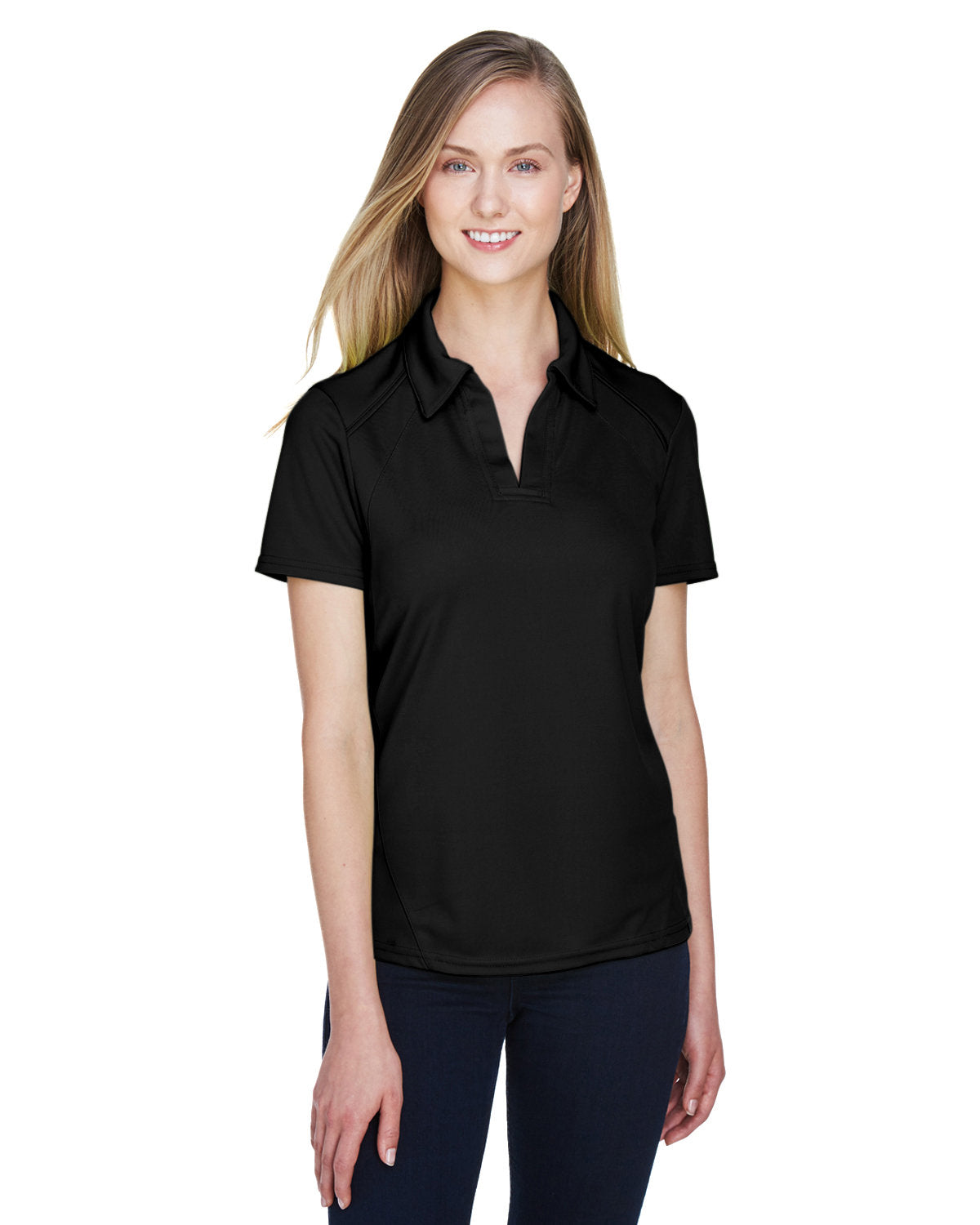 000190 NORTH END SPORT RED Ladies' Recycled Polyester Performance Piqué Polo