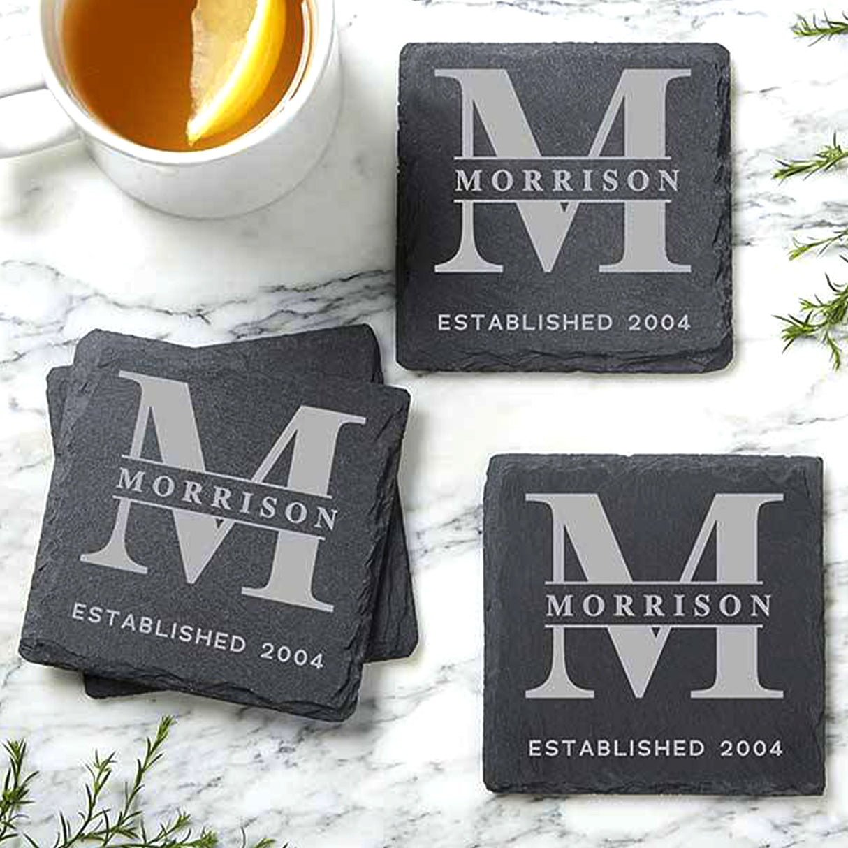 Custom Name Engraved Slate Coasters