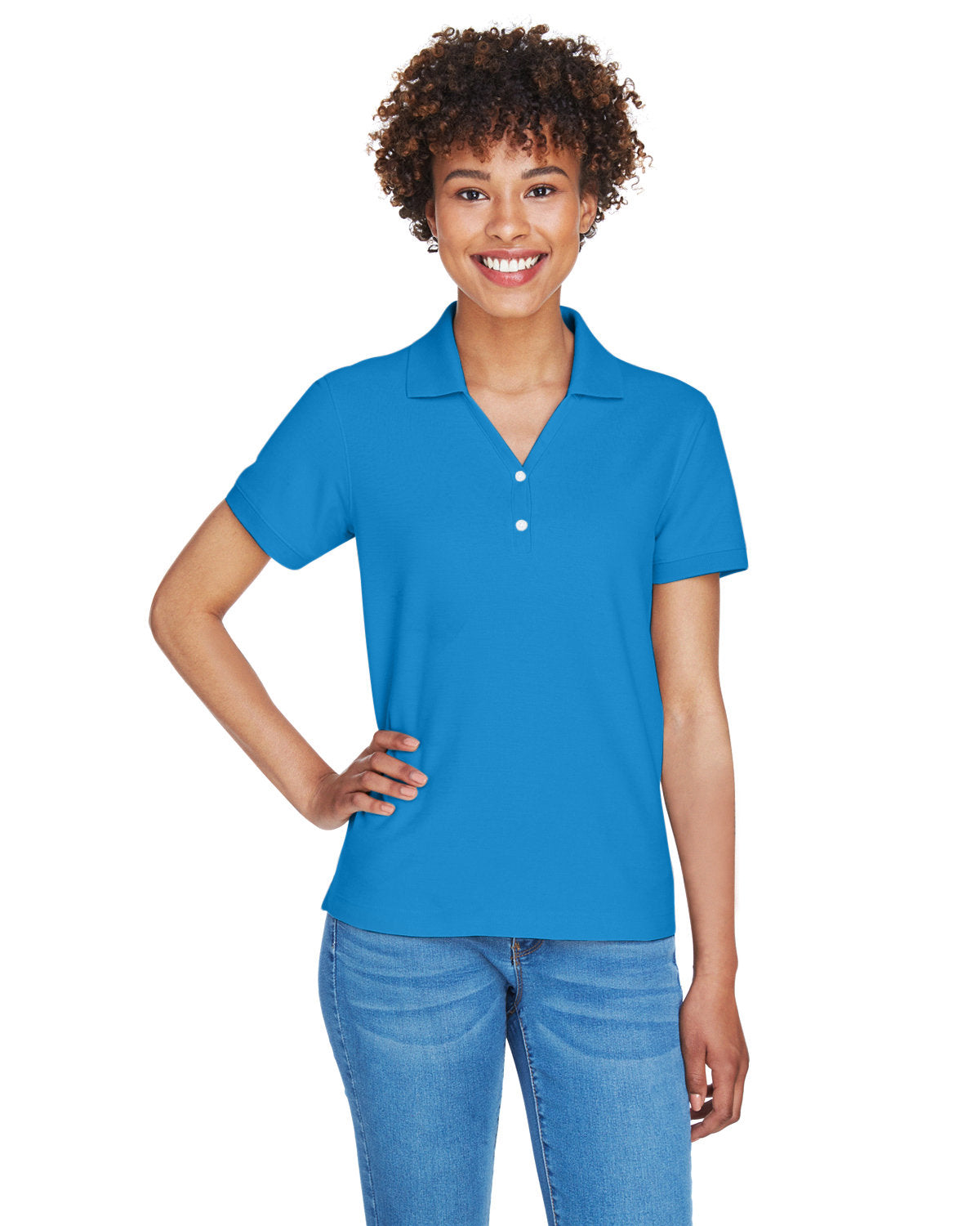 Devon and Jones Ladies' Pima Piqué Y-Collar Polo