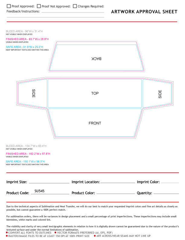 Sublimated Stretch Curved Fit Table Throw for 8ft table, 4 sided, Closed back