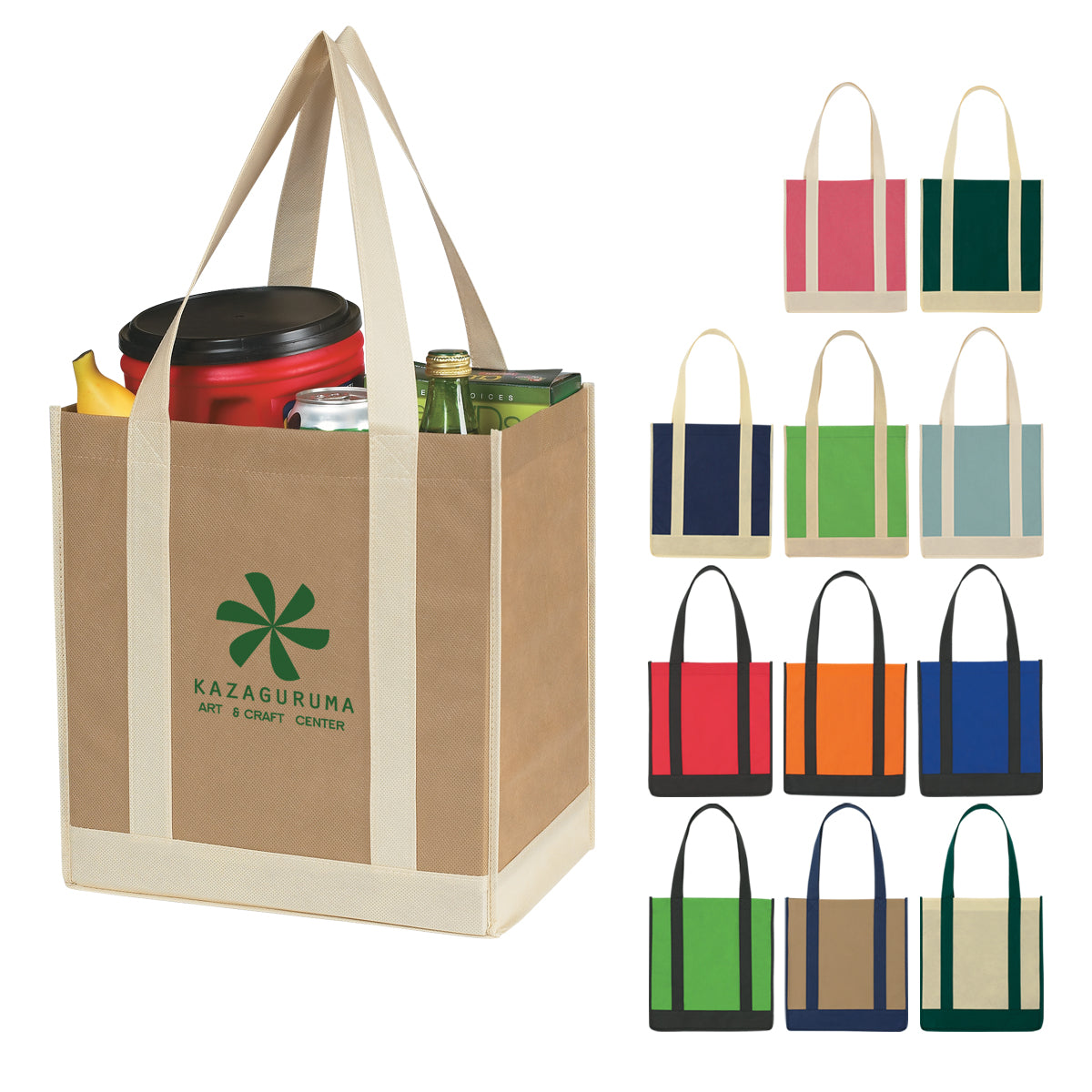 000440 Non-woven Two-tone Shopper Tote Bag