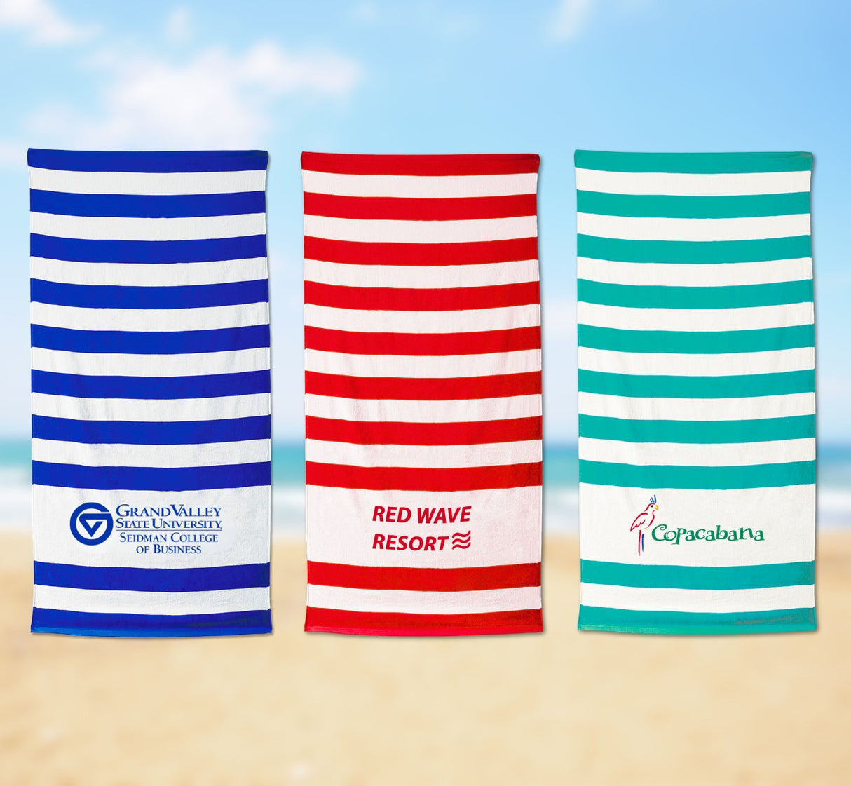 100% Cotton Velour Cabana Stripe Beach Towel 30"x60"