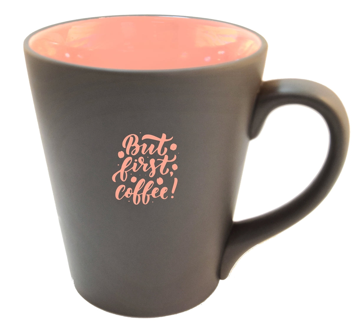 Grey/Pearl 12oz mug matte ouside pink pearl inside