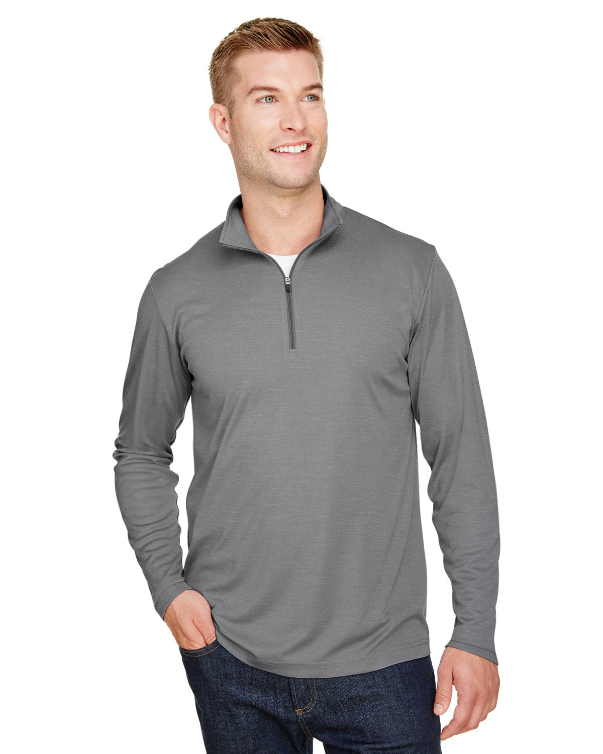 000223 Team 365 Men's Zone Sonic Heather Performance Quarter-Zip