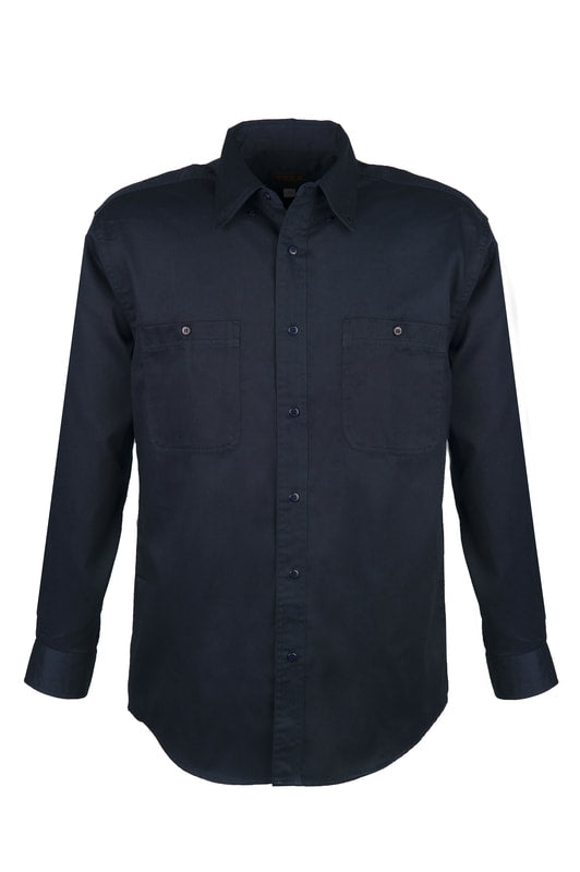 Men's Cotton Blend Twill Long Sleeve Shirts (Navy Blue) (XS-5XL)