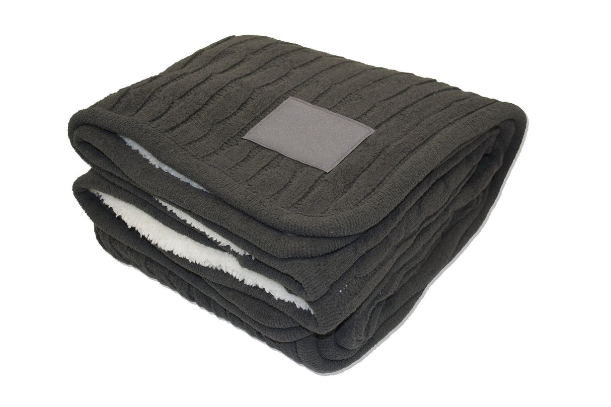 Cable Knit Lambswool Blanket (Laser Patch)