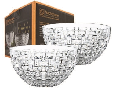 Nachtmann Bossa Nova 6" crystal square bowl set of 2 in retail giftbox