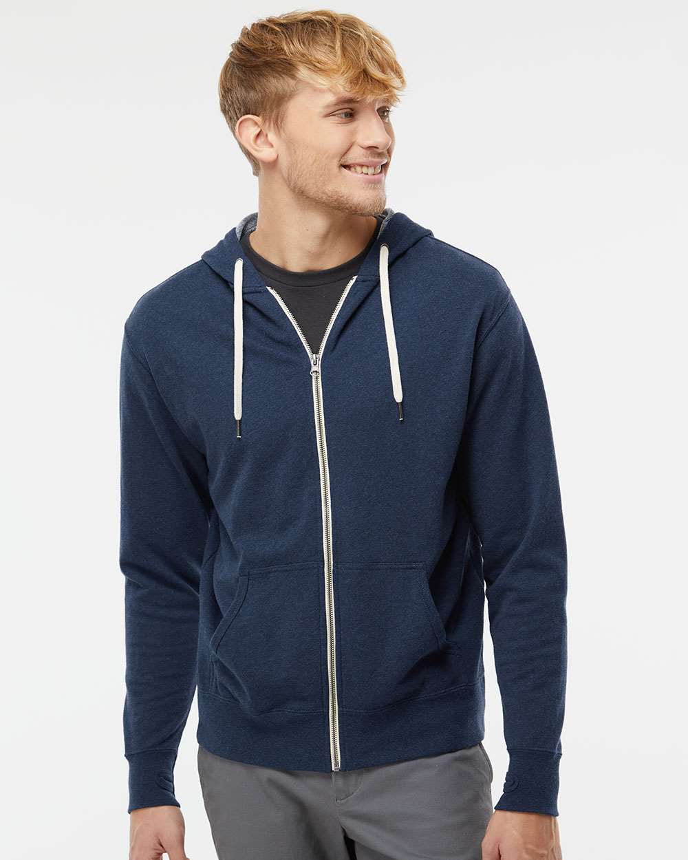Independent Trading Co. Unisex Heathered French Terry Full-Zip Hooded Sweatshirt