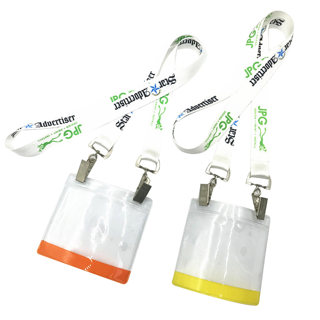 1/2" Double ended Full Color Lanyards with Plastic badge holder