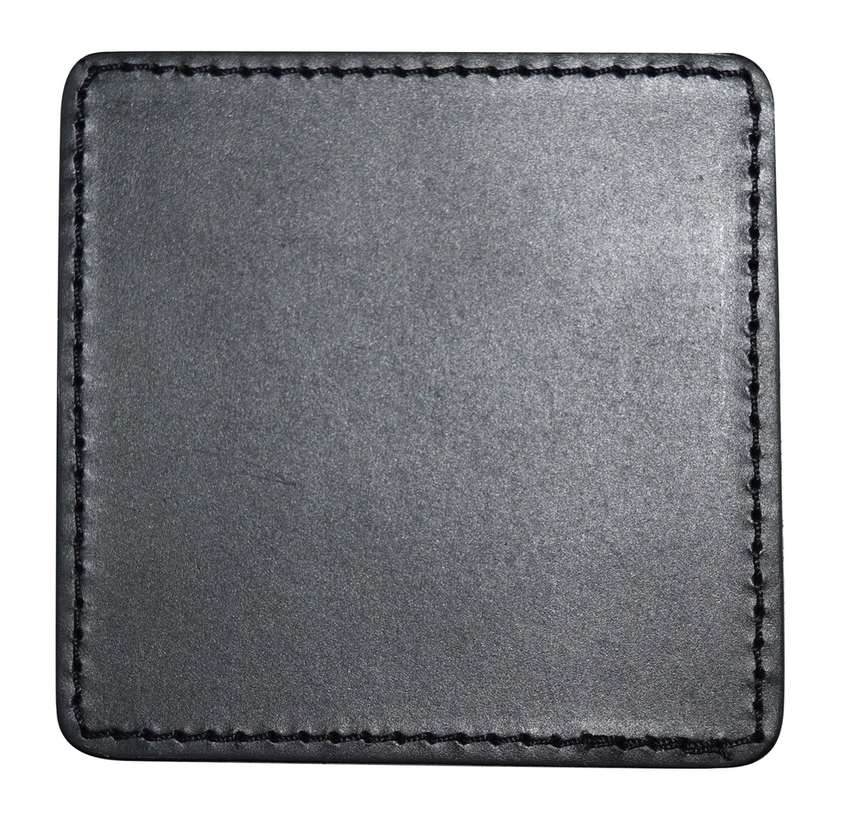 Set of 4 Genuine Leather Square Coasters with Stitched Edge in Holder - black
