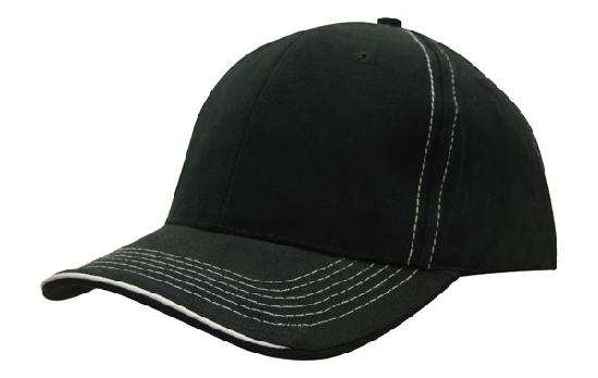 Brushed Heavy Cotton Cap w/Contrast Stitching & Open Lip Sandwich