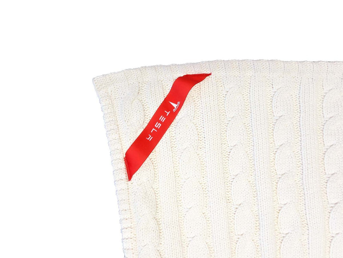 24Hr Express Ship - Premium Cable Knit Cotton Throw, 50x60, with Sublimated Ribbon, NO SETUP CHARGE