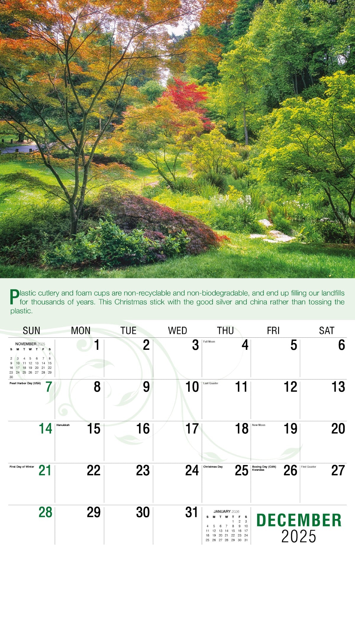 Galleria Wall Calendar 2025 Go Green Calendar