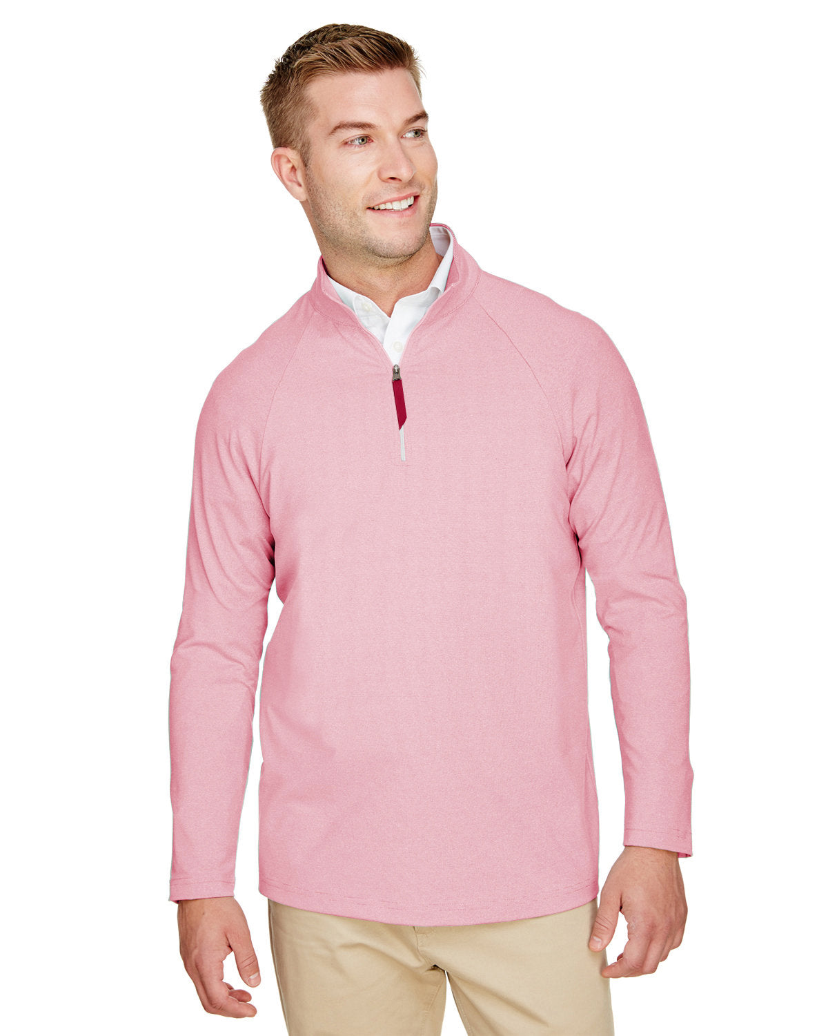 Devon and Jones CrownLux Performance® Men's Clubhouse Micro-Stripe Quarter-Zip