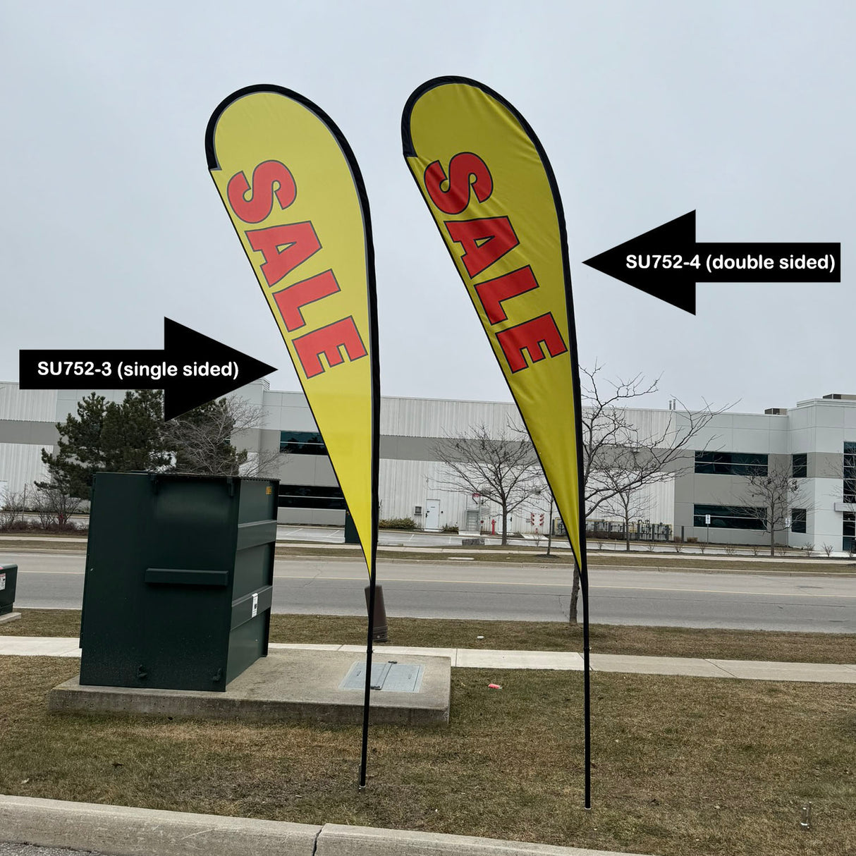 13.5' Large Tear Drop Flag Kit, Full Color Graphics One Side, Outdoor Spike base and Bag Included