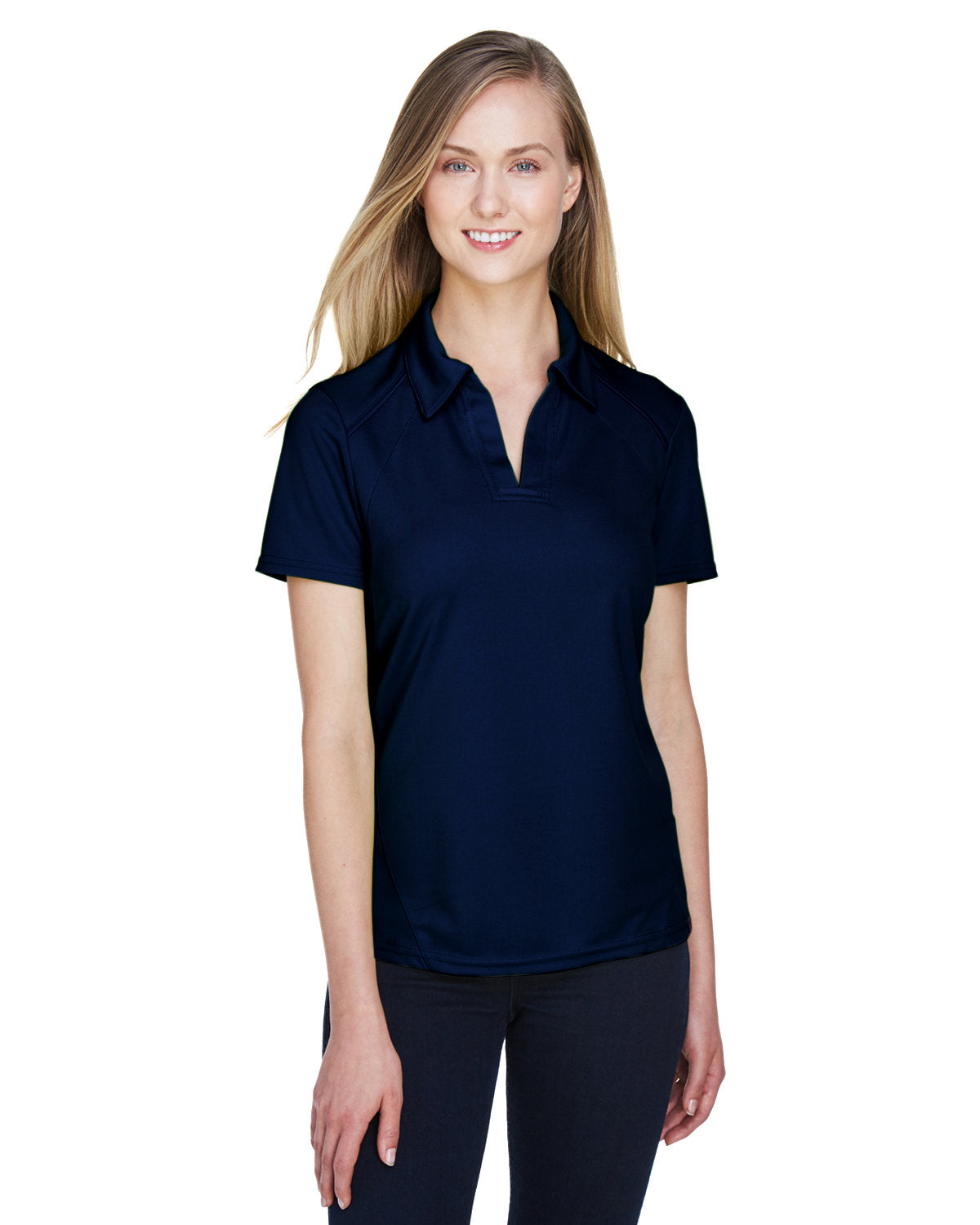 000190 NORTH END SPORT RED Ladies' Recycled Polyester Performance Piqué Polo