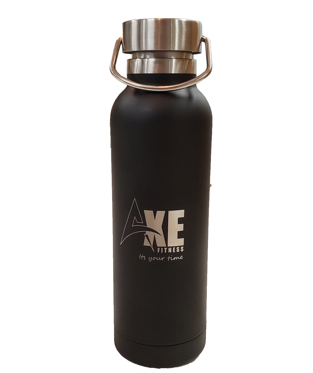 Olympia 17oz stainless steel bottle matte black w/stainless lid - Etched
