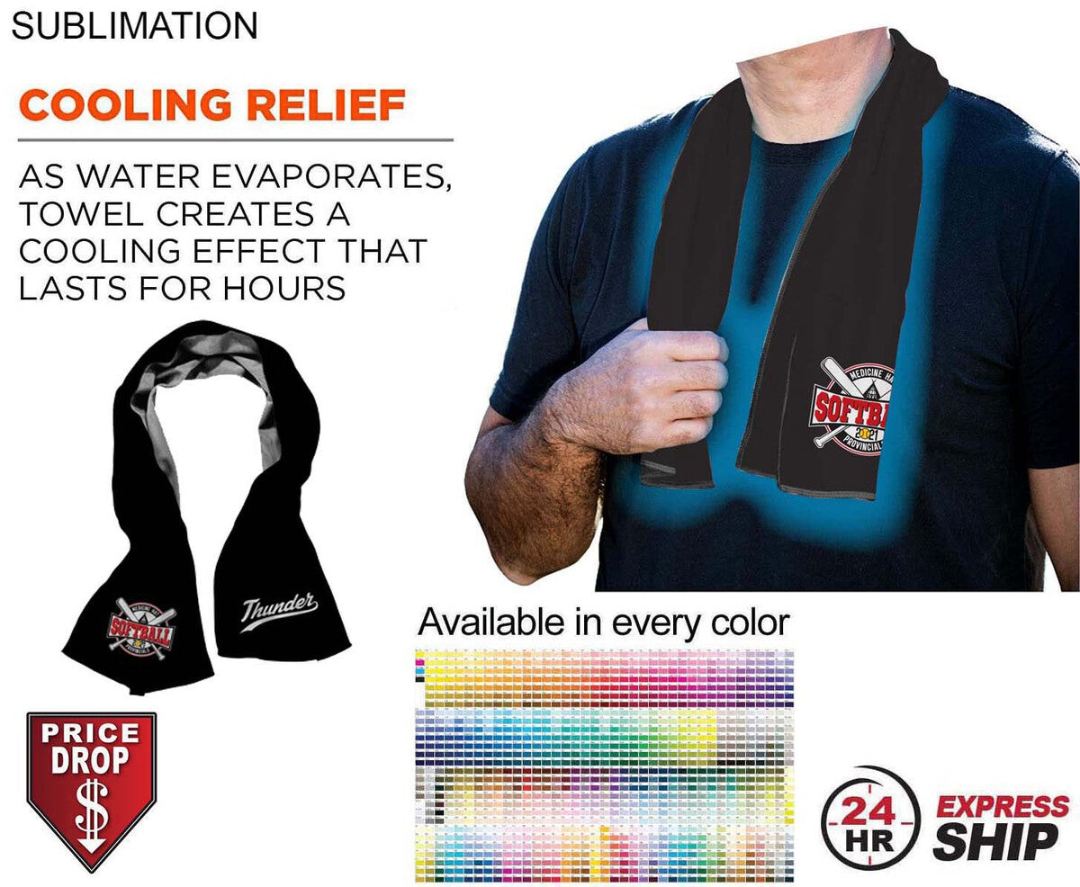 24 Hr Express Ship - Colored Cooling Towel, 12"x40", Edge to Edge sublimation 1 side
