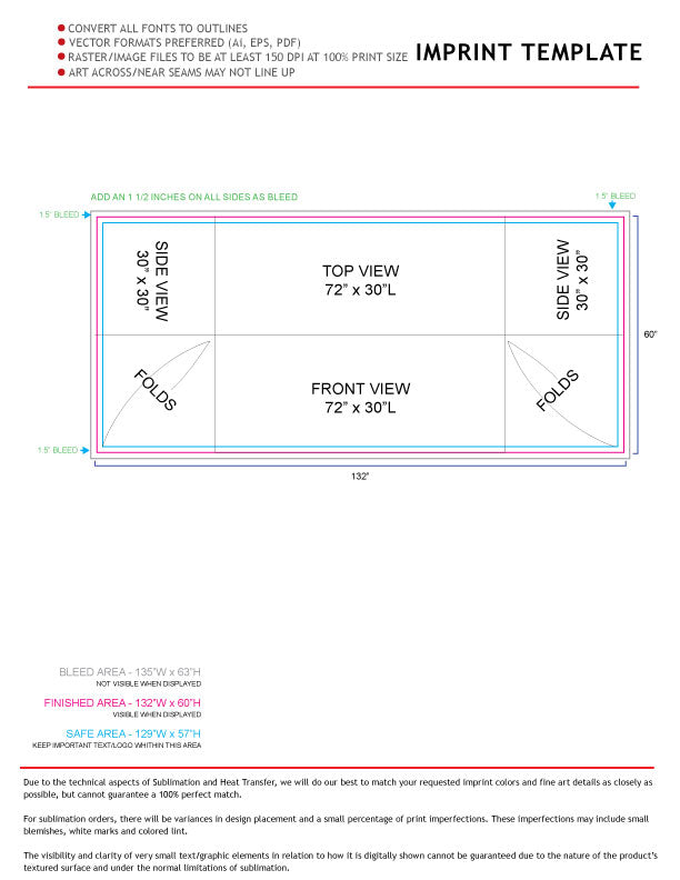 Sublimated Table Cloth for 6' Table, Drape Style, 3 sided, Open Back