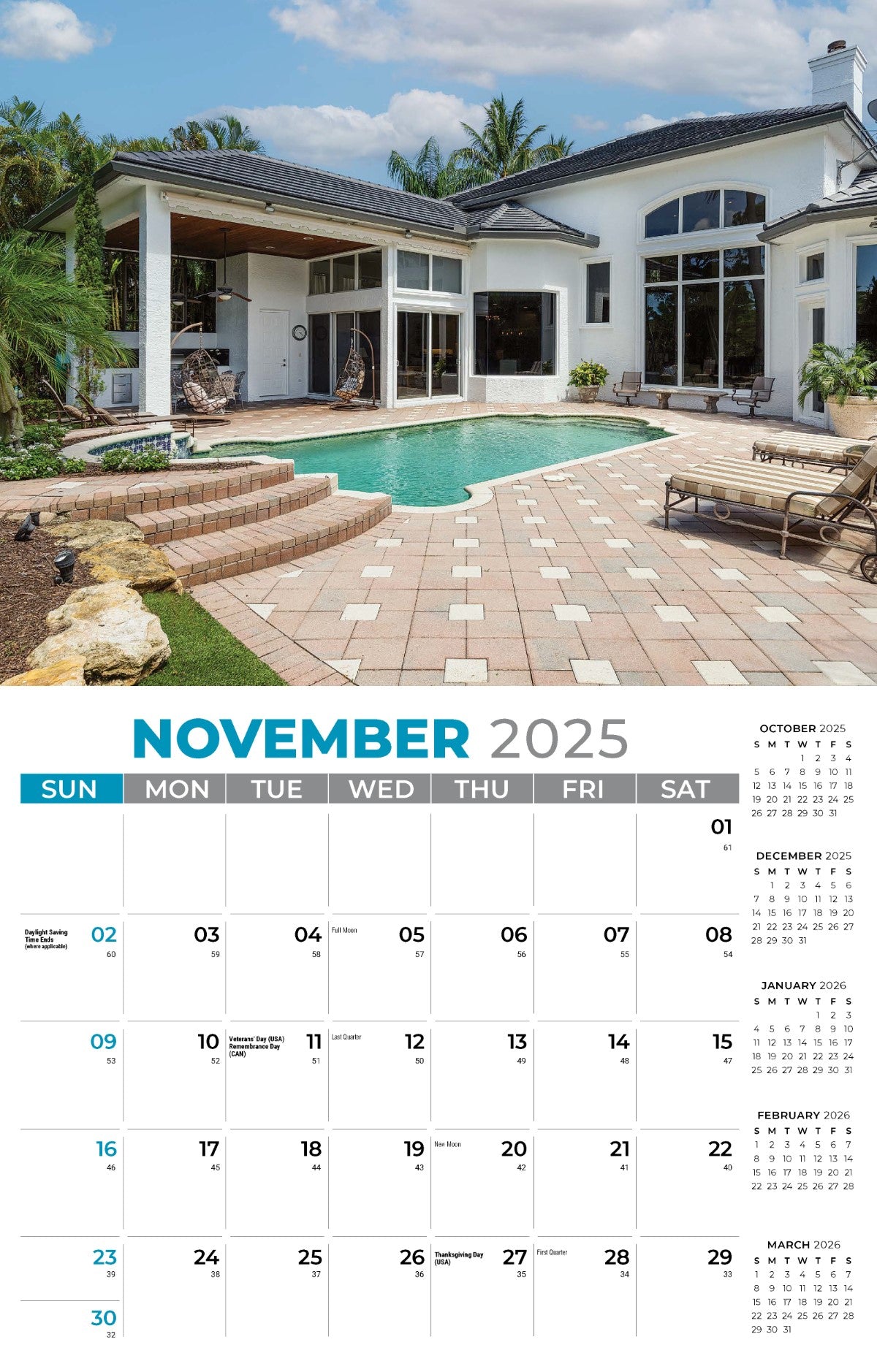 Galleria Wall Calendar 2025 Homes