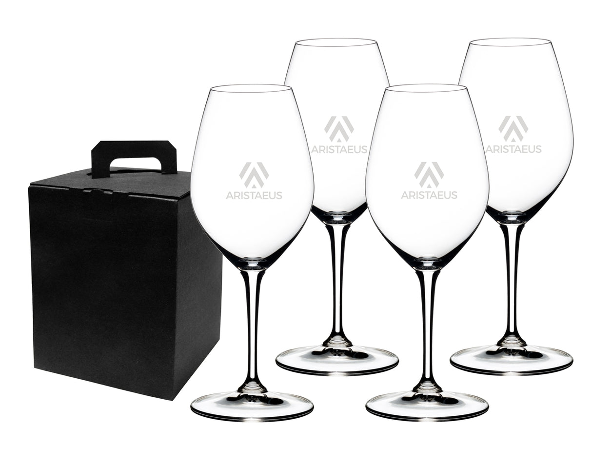 Friendly 003, 15.5oz RIEDEL crystal stemmed wine glass S/2 in an Noir black gift box