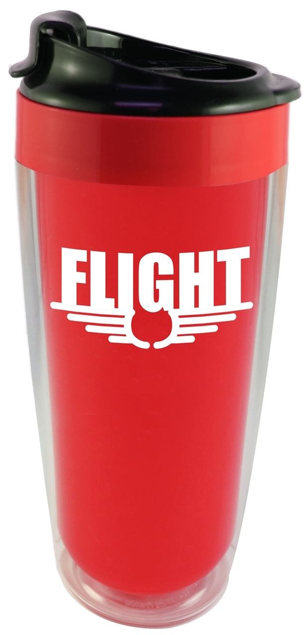 ~ The Green Tumbler 16oz clear/red tumbler with flip top lid