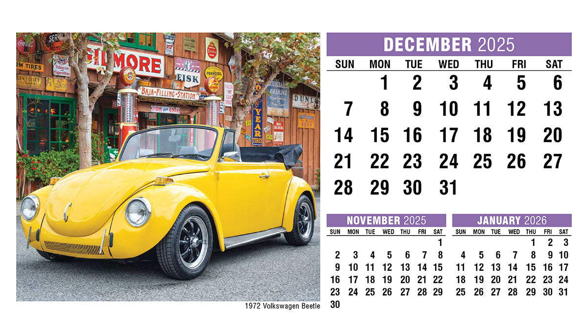 Classic Cars Desk Tent Calendar