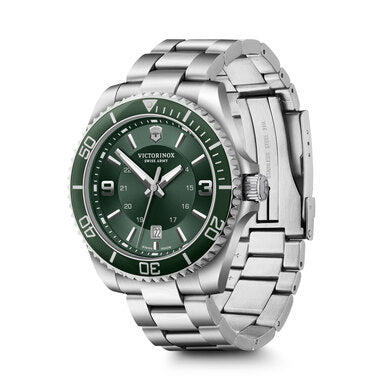 Maverick Stainless Steel Watch w/Green Dial