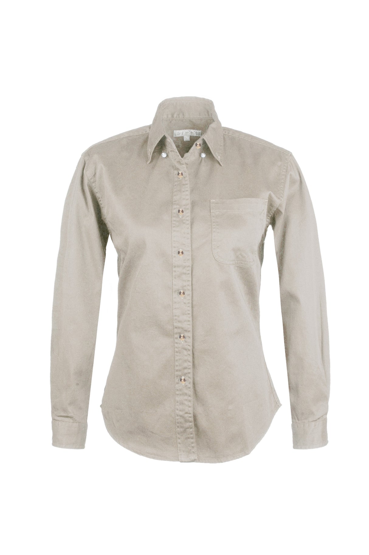 Ladies 100% Cotton Twill Long Sleeve Shirt (Stone) (XS-2XL)