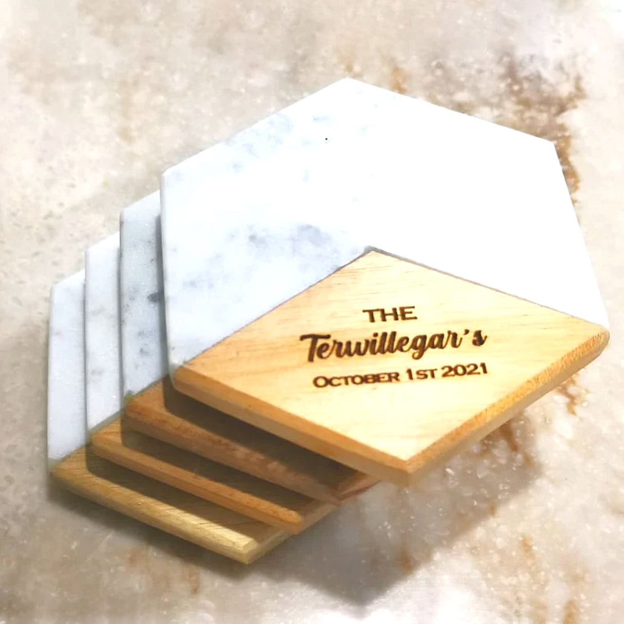 Custom Marble Wood Coasters