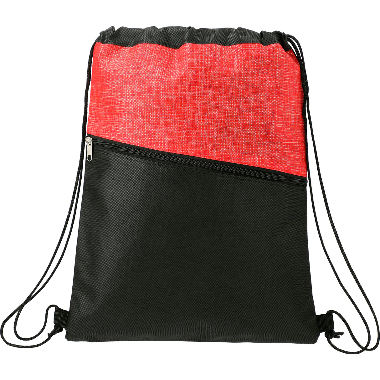 Cross Weave Zippered Drawstring Bag