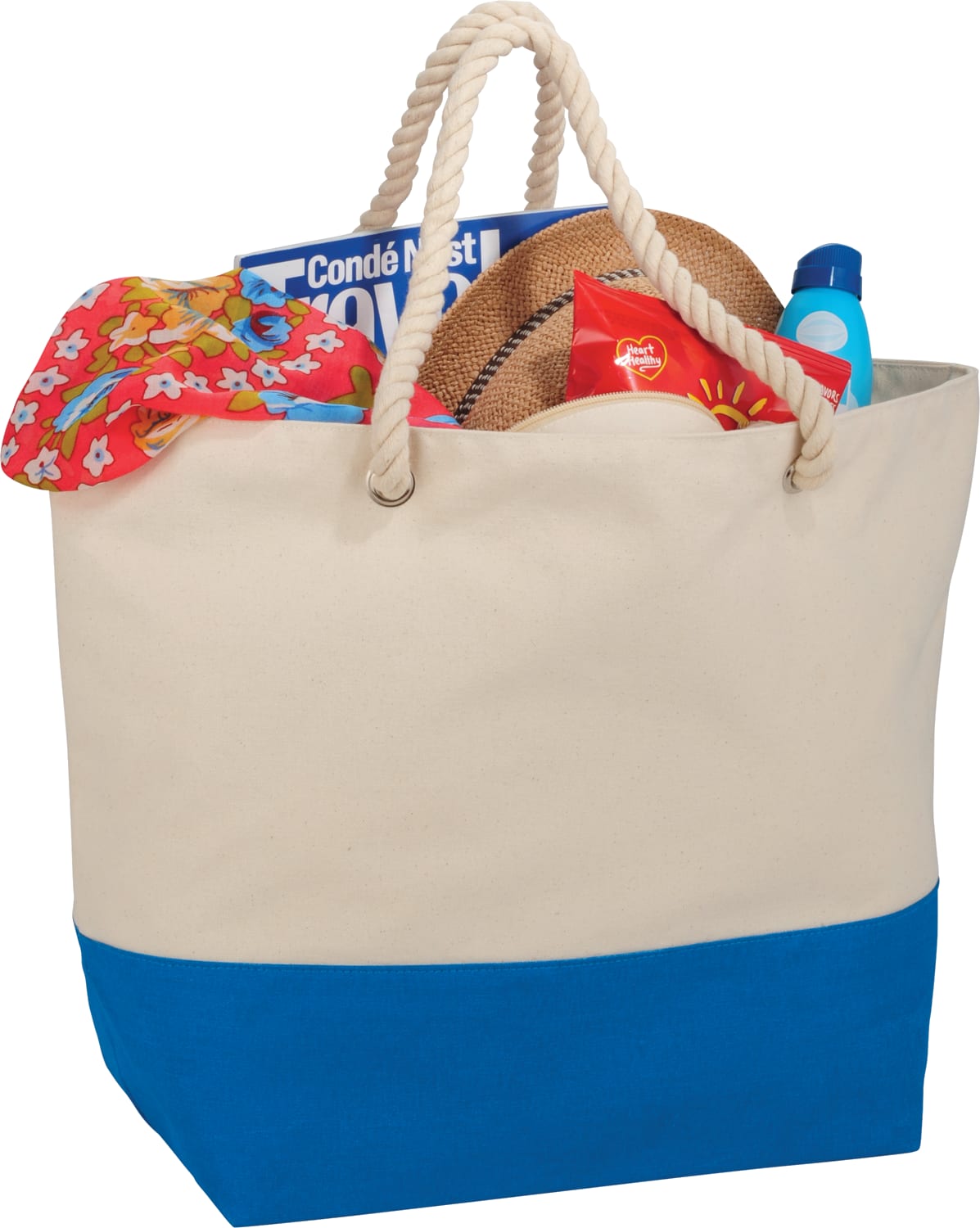 Zippered 12oz Cotton Canvas Rope Tote