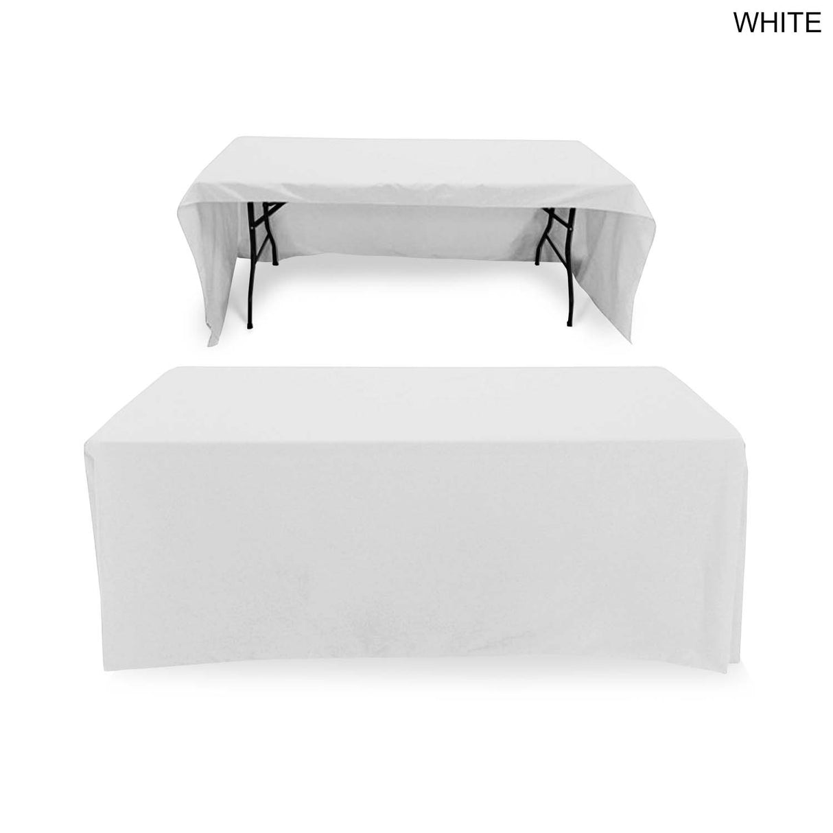 24 Hr Express Ship - Sublimated Table Cloth for 6' Table, Drape Style, 3 sided, Open Back