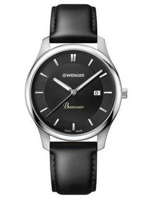 City Classic Large Black Dial Leather Strap Watch