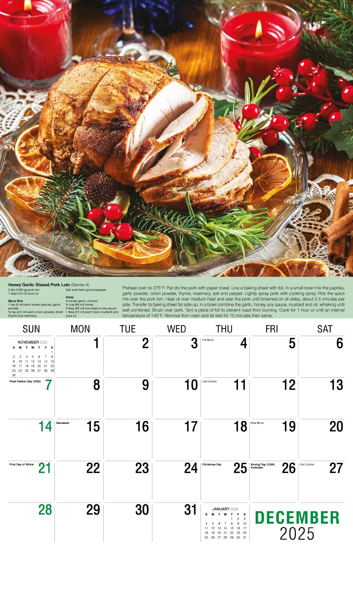Galleria Wall Calendar 2025 Recipes