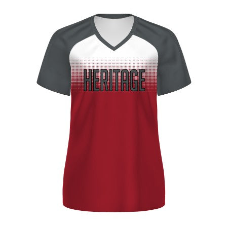 Holloway Ladies' Graphite Gray Sleeve Freestyle Semi-Sublimated Raglan Tee