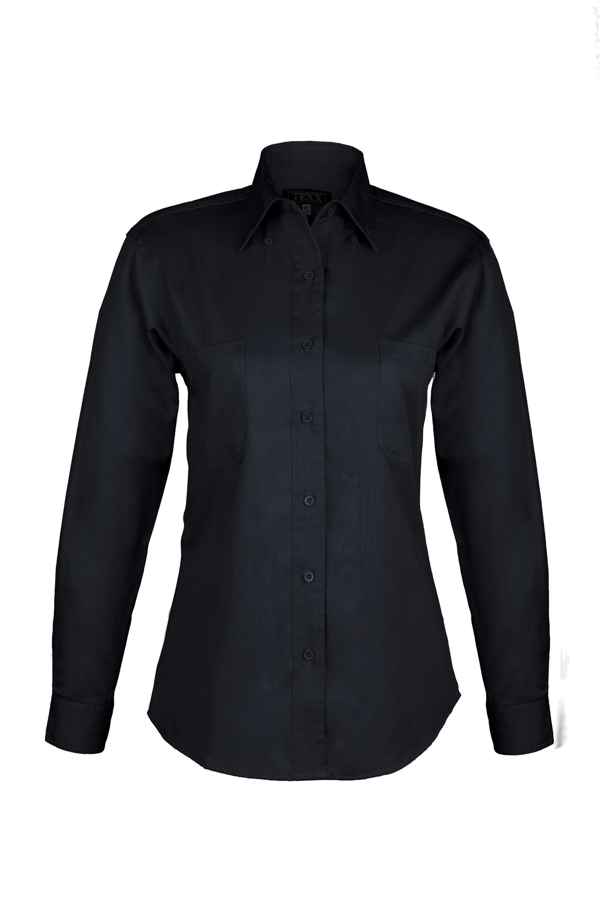 Ladies Cotton Blend Twill Long Sleeve Shirt (Black) (XS-3XL)