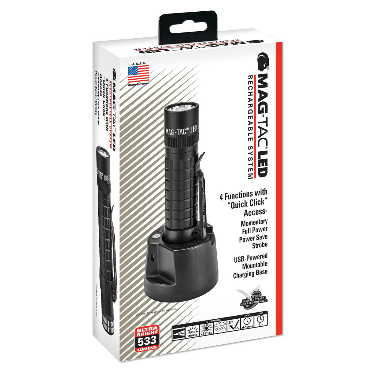 Maglite Magtac LED Rechargeable Flashlight System Plain Bezel